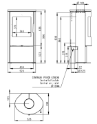 Plieninė krosnelė Romotop Alpera 02, muilo akmens apdaila, 6.5kW