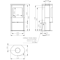 Plieninė krosnelė Romotop Alpera 01, keramikos apdaila, 6.5kW