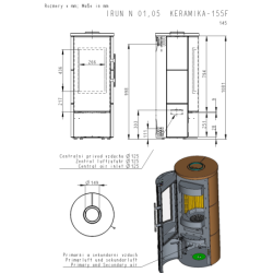 Plieninė krosnelė Romotop Irun N 01, su keramika, 8kW