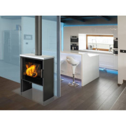 Plieninė krosnelė Romotop Riano N05, juodos spalvos, 8kW