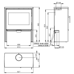 Plieninė krosnelė Romotop Riano N05, juodos spalvos, 8kW