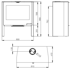 Plieninė krosnelė Romotop Riano 01B, juodos spalvos, 8kW