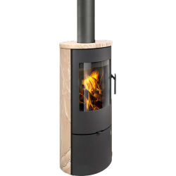 Plieninė krosnelė Romotop Evora 07, smėlio akmens apdaila, 6.5kW