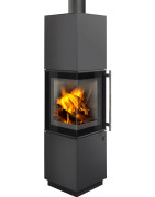 Plieninė krosnelė Romotop Esquina, su kampiniu stiklu, 8kW