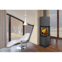 Plieninė krosnelė Romotop Esquina, su kampiniu stiklu, 8kW