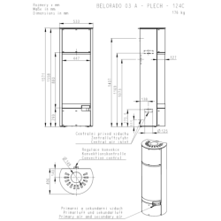 Plieninė krosnelė Romotop Belorado 03A, 6.4kW