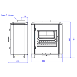 Ketinė krosnelė Invicta Carolo, antracito spalvos, 10 kW