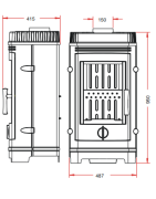 Ketinė krosnelė Invicta Cassine, antracito spalvos, 10 kW