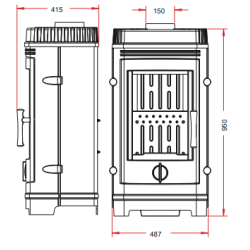 Ketinė krosnelė Invicta Cassine, antracito spalvos, 10 kW