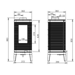 Ketinė krosnelė Invicta Iwaki, antracito spalvos, 7 kW