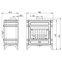Ketinė krosnelė Invicta Siam, antracito spalvos, 9 kW