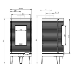 Ketinė krosnelė Invicta Okino, antracito spalvos, 7 kW