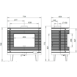 Ketinė krosnelė Invicta Kaori, antracito spalvos, 9 kW