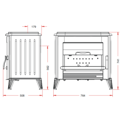 Ketinė krosnelė Invicta Modena, raudonos spalvos, 12 kW
