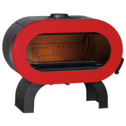 Ketinė krosnelė Invicta Fifty, ant arkinių kojų, raudona, 15 kW