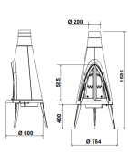Ketinė krosnelė Invicta Tipi, antracito spalvos, 6.5 - 15 kW