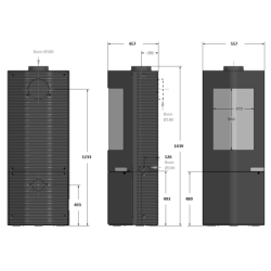 Ketinė krosnelė Invicta Moai, antracito spalvos, 5 - 12 kW