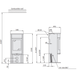 Plieninė krosnelė Nibe Contura C610:5 Style, 3 - 9 kW