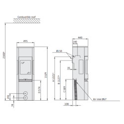 Plieninė krosnelė Nibe Contura C596G:2 Style, 3 - 7 kW