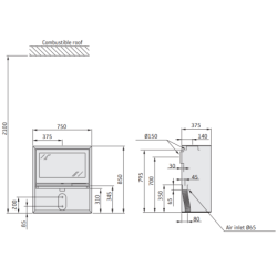 Plieninė krosnelė Nibe Contura 320TG, juoda, 5 - 9 kW