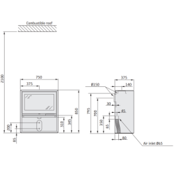 Plieninė krosnelė Nibe Contura 310G, juoda, 5 - 9 kW