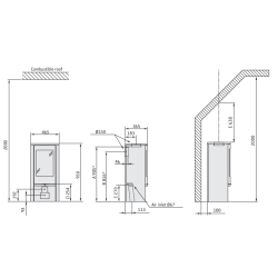 Plieninė krosnelė Nibe Contura C810G:2 Style, balta, 3 - 7 kW