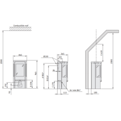 Plieninė krosnelė Nibe Contura C856T Style, pilka, 3 - 7 kW