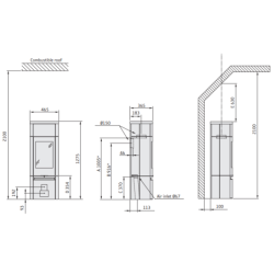 Plieninė krosnelė Nibe Contura C890T Style, pilka, 3 - 7 kW