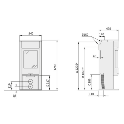 Plieninė krosnelė Nibe Contura C610:1 Style, pilka, 3 - 9 kW