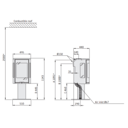 Plieninė krosnelė Nibe Contura C586:1 G Style, juoda, 3 - 7 kW