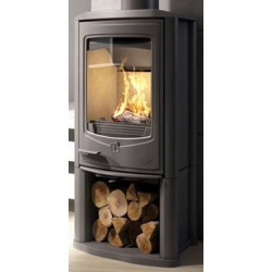 Ketinė krosnelė Seguin JADE, pilka, iki 7 kW, su malkine