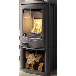 Ketinė krosnelė Seguin JADE, pilka, iki 7 kW, su malkine