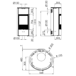 Plieninė krosnelė Spartherm Senso L, juoda, 4.9 - 9.1 kW