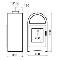 Plieninė krosnelė Thorma Basel II, juoda, 3.5 - 10.5 kW
