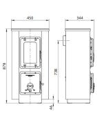 Plieninė krosnelė Thorma Merano AT, juoda/pilka spalva, 2.5 - 7.