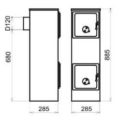 Plieninė krosnelė Thorma Kerpen II AT, ruda, 2.5 - 7.5 kW