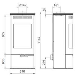 Plieninė krosnelė Thorma Andorra, juoda, 3.8 - 11.2 kW