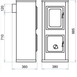 Plieninė krosnelė - viryklė Thorma Verona b, 2.5 - 7.5 kW