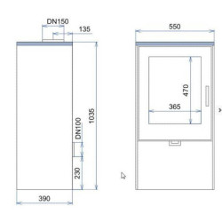 Plieninė krosnelė Thorma Falun II, juoda, 4 - 12 kW