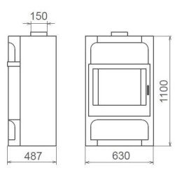 Plieninė krosnelė Thorma Magdeburg, pilka, 4.5 - 13.5 kW