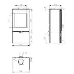 Plieninė krosnelė Thorma Cremona Top, su keramika, 4 - 12kW, Juodos spalvos keramikos apdaila