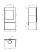 Plieninė krosnelė Thorma Cremona Top, su keramika, 4 - 12kW, Baltos spalvos keramikos apdaila
