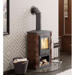 Plieninė krosnelė Thorma Passau II, juoda + ruda keramika