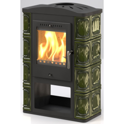 Plieninė krosnelė Thorma Passau II, juoda + žalia keramika