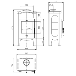 Plieninė krosnelė Thorma Torino, pilka, 3.5 - 10.5 kW