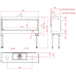 Dujinis židinys Akos Uranus XL, 12 kW, su kampiniu stiklu