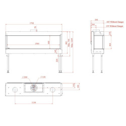 Dujinis židinys Akos Uranus XLG, 16 kW, su kampiniu stiklu