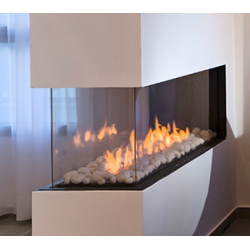 Dujinis židinys Akos Eros XL, 12 kW, trijų pusių stiklu