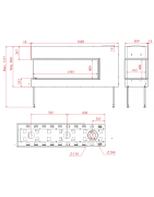 Dujinis židinys Akos Eros XL, 12 kW, trijų pusių stiklu
