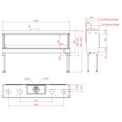 Dujinis židinys Akos Mercury XXL, 19.5 kW, tiesiu stiklu